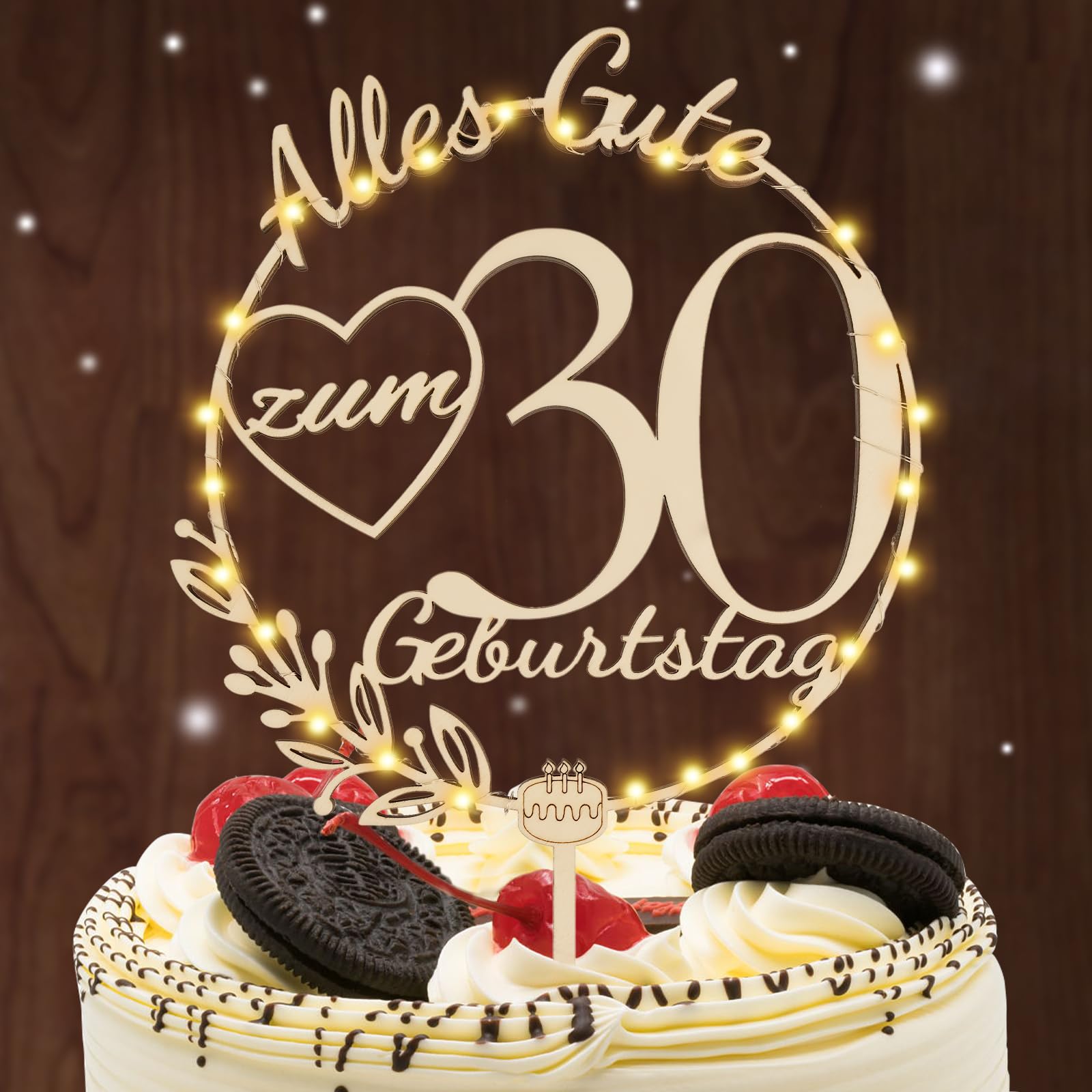 I LOVE MOM Cake Topper 30 Geburtstag Holz,30 Tortendeko Geburtstag Kuchen Deko für Mädchen Junge Frauen Mann