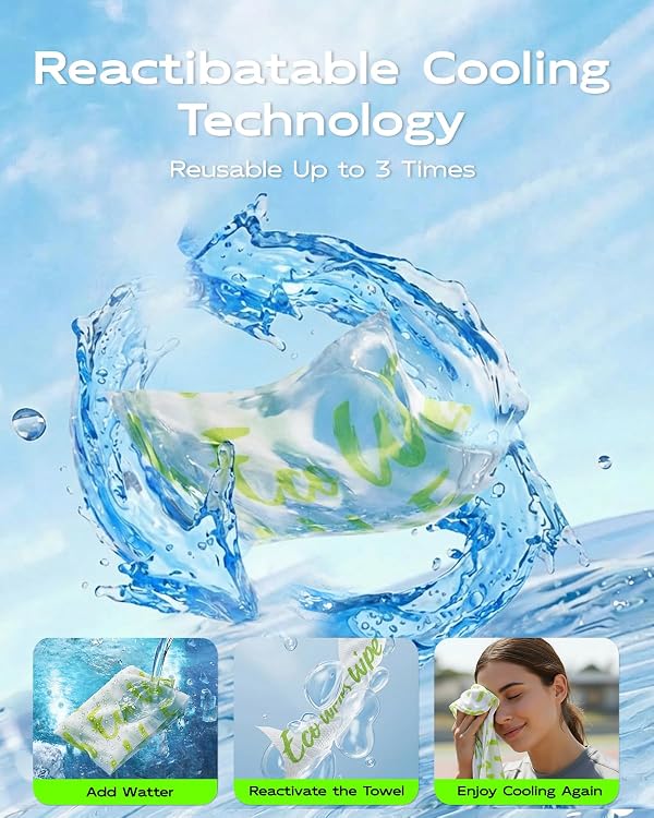 CoolRush Cooling Towel, Ice Neck Wrap For Extreme Heat, Large Cooling Body Wipe, Chilly Wet Rags for Marathon, Cycling, Fitness, Concert, Tennis, Exercise, Family Summer Vacation Accessories Must Have by Warping Point - Used condition - Image 4