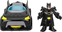 Vista 6 de Fisher-Price Imaginext DC Super Friends Metal Force Batmobile Toy Car, 3-inch Batman Action Figure & Accessories Set, Includes Launcher & 2 Discs
