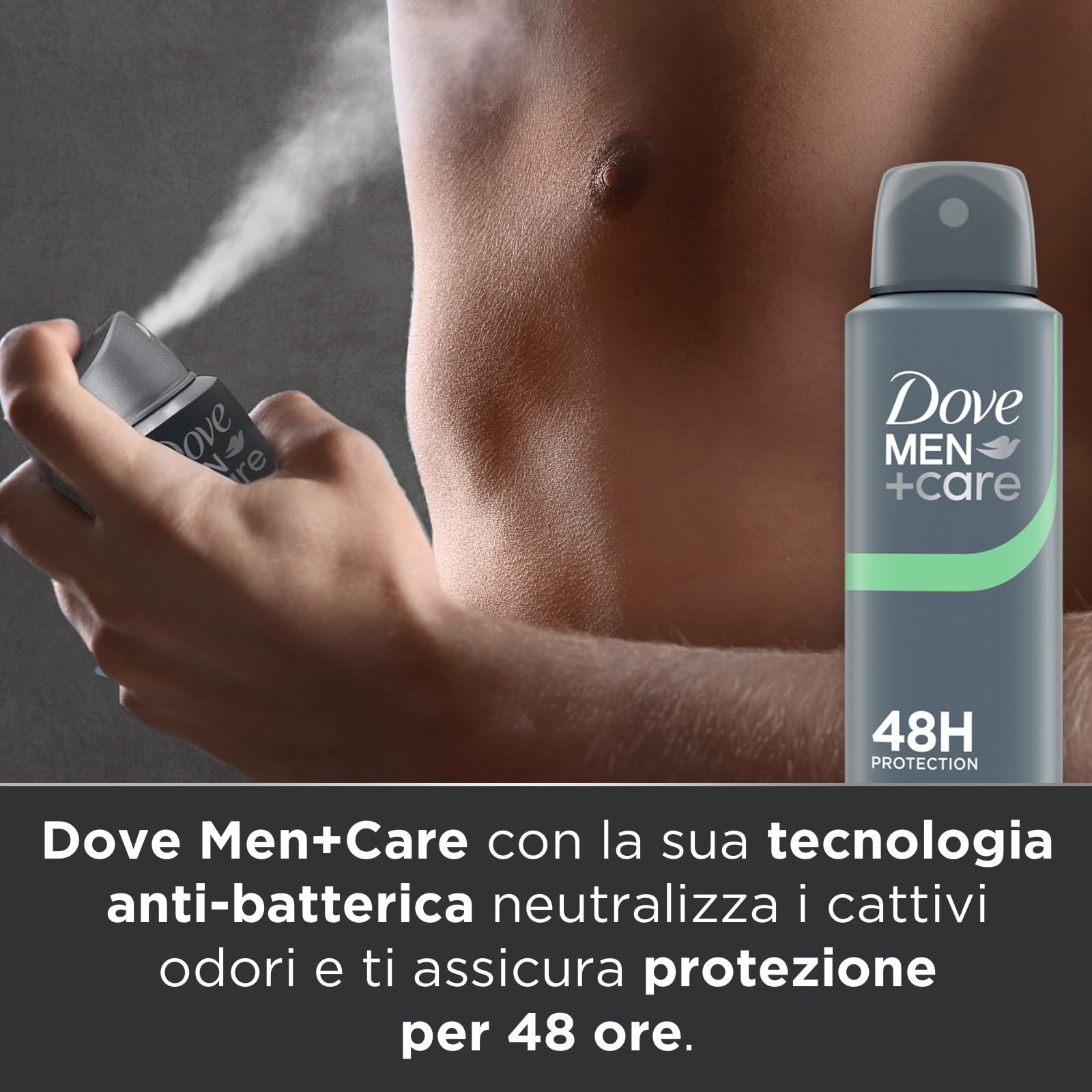 Dove Men Care, Deodorante Uomo Spray, Classic Fresh, Antitraspirante, Protezione Fino a 48 Ore, Profumazione Agrumata, Formula Delicata sul Microbioma della Pelle, 6 Pezzi da 150 ml