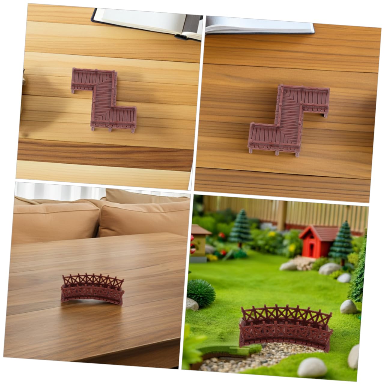 BESPORTBLE 4 Pezzi Miniature Ponti Plastica con Design Cinese Classico Decorazioni per Fatati Terrari e Acquari Modelli Forma di e Z per Ambienti Interni Ed Esterni