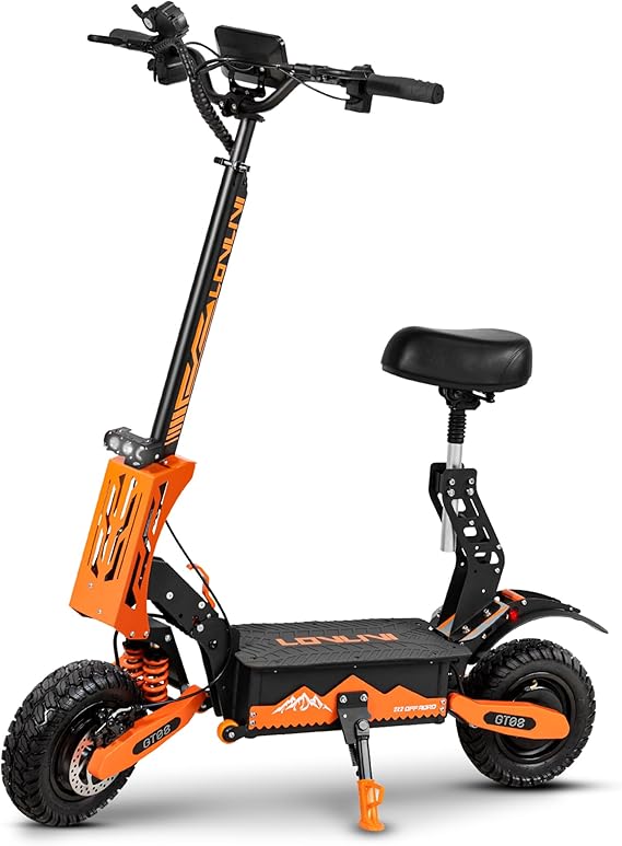 Lovlivi Electric Scooter, 11" Off Road Tires, 5600W Motor 60V/27A E-Scooter Up to 50MPH Top Speed, 40 Miles Long-Range, Folding Commuting Scooter for Adults with Double Braking System with Seat