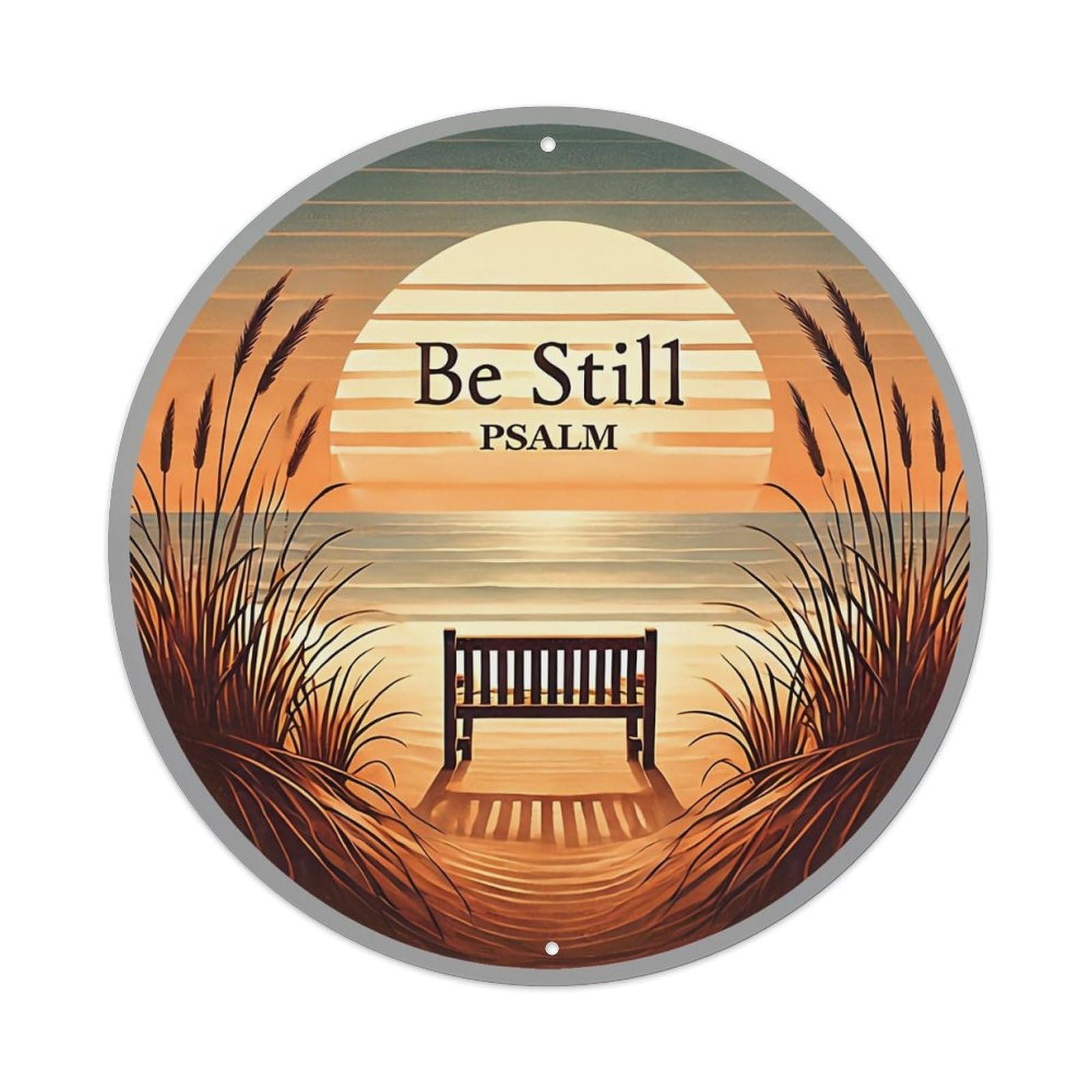 Jdyansheng Vintage Be Still Psalm Sunset Bench Scene Tin Sign Metal Poster Metal Signs For Home Man Cave Bar Cafe Kitchen Laundry Room Wall Decorations 8X8 Inches