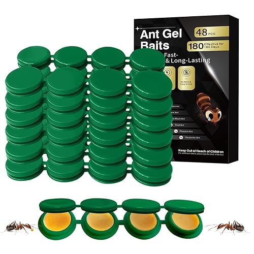 Paquete de 48 cebo de gel para hormigas, cebo para hormigas de larga duración para interiores y exteriores para un control eficaz de hormigas,