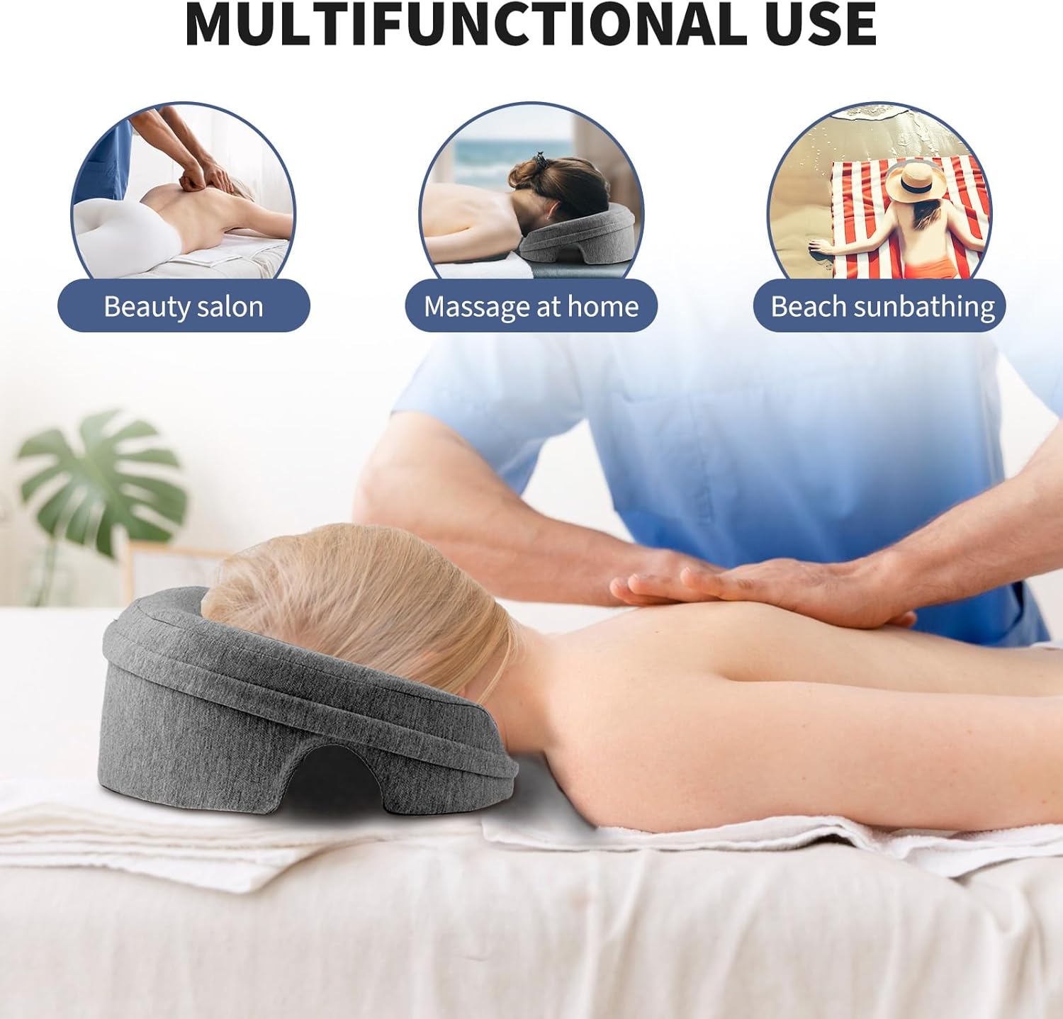 Face Down Pillow Massage Headrest for Bed, Stomach Sleeping Pillow, BBL Pillow After Surgery Post Eye Surgery Recovery & Vitrectomy Recovery for Massage Tables, Piercing Pillows Removable Cover Black