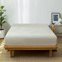 Vista 3 de MooMee Sábana bajera ajustable de solo 100% algodón lavado con textura parecida al lino, transpirable, duradera, suave, cómoda, bolsillo profundo