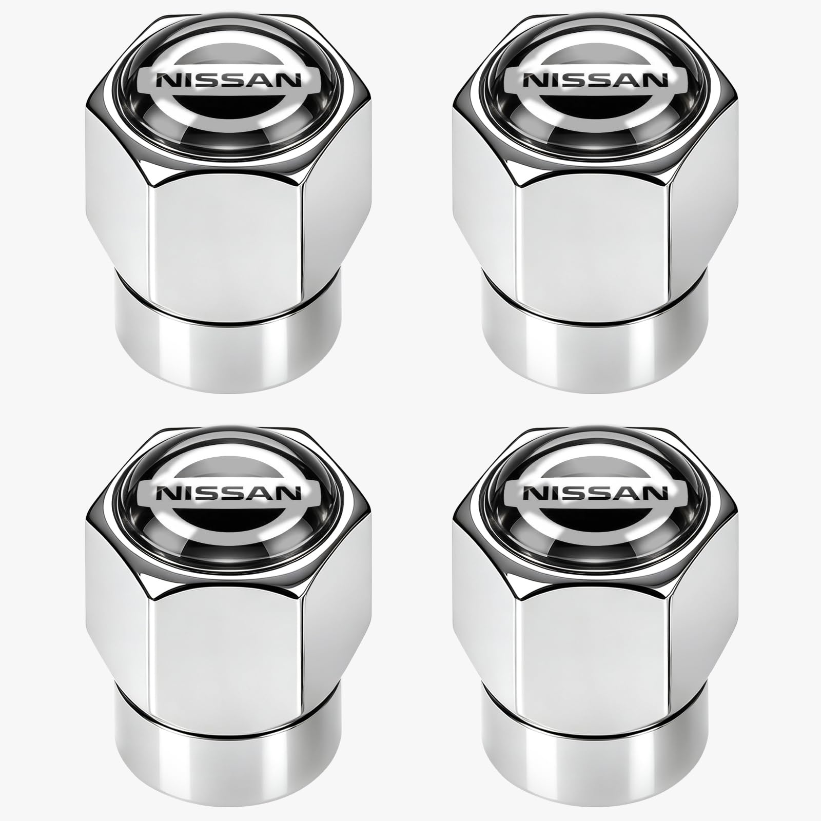 Tire Valve Stem Caps,Compatible for Nissan Series Stem Cap Universal Car Air Cover Car Accessories for Cars, SUV, Truck, Motorcycles Silver 4pcs