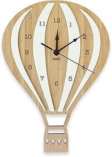 LYWYOUDDKH Orologio da Parete Silenzioso con Mongolfiera Orologio da Tavolo dal Design Semplice per la casa - Bianco