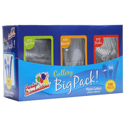Party Dimensions Plastic 300 Count Cutlery Combo Box, Clear, Combo Box, Clear 300 Count