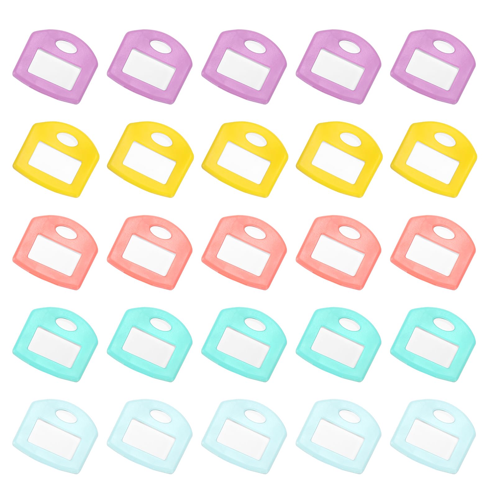 PATIKIL 25 Pcs Key Cap Covers, Silicone Rubber Square Colored Key Ring Identifiers Color Coded Label Tag Caps Markers Sleeve Protector for House Office, 5 Candy Colors Colors