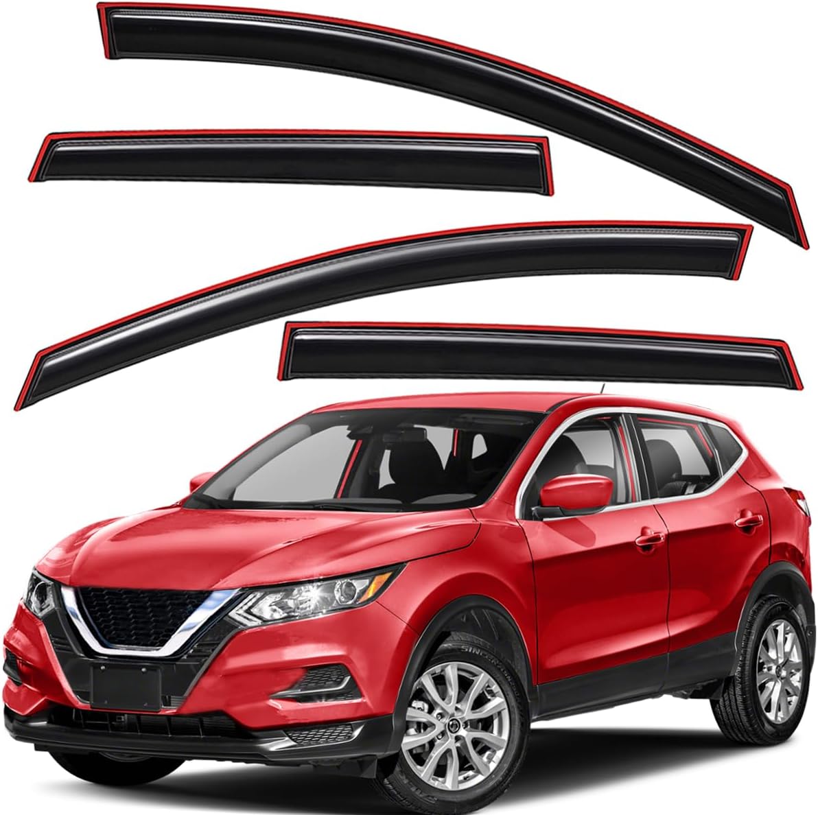 Lightronic WV194782 in-Channel Side Window Deflectors & Visors Vent Rain Guards, Dark Smoke, 4-Pieces Set, Fits 2017-2022 Nissan Rogue Sport