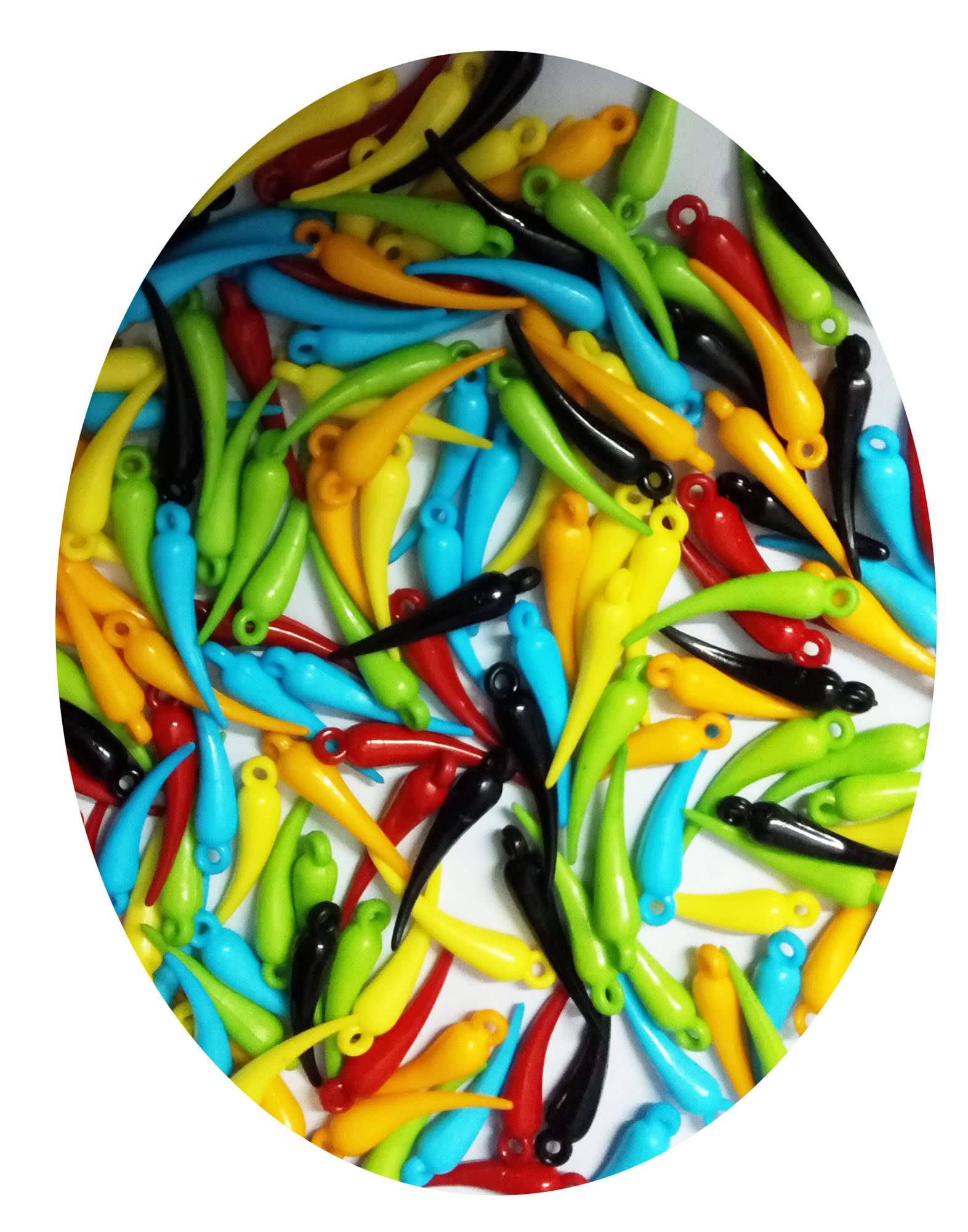 N Creation 25 mm 100 gm Chilli Shape Multicolor Plastic Beads for Crafts kit Jewelry Making Material DIY kit (16)