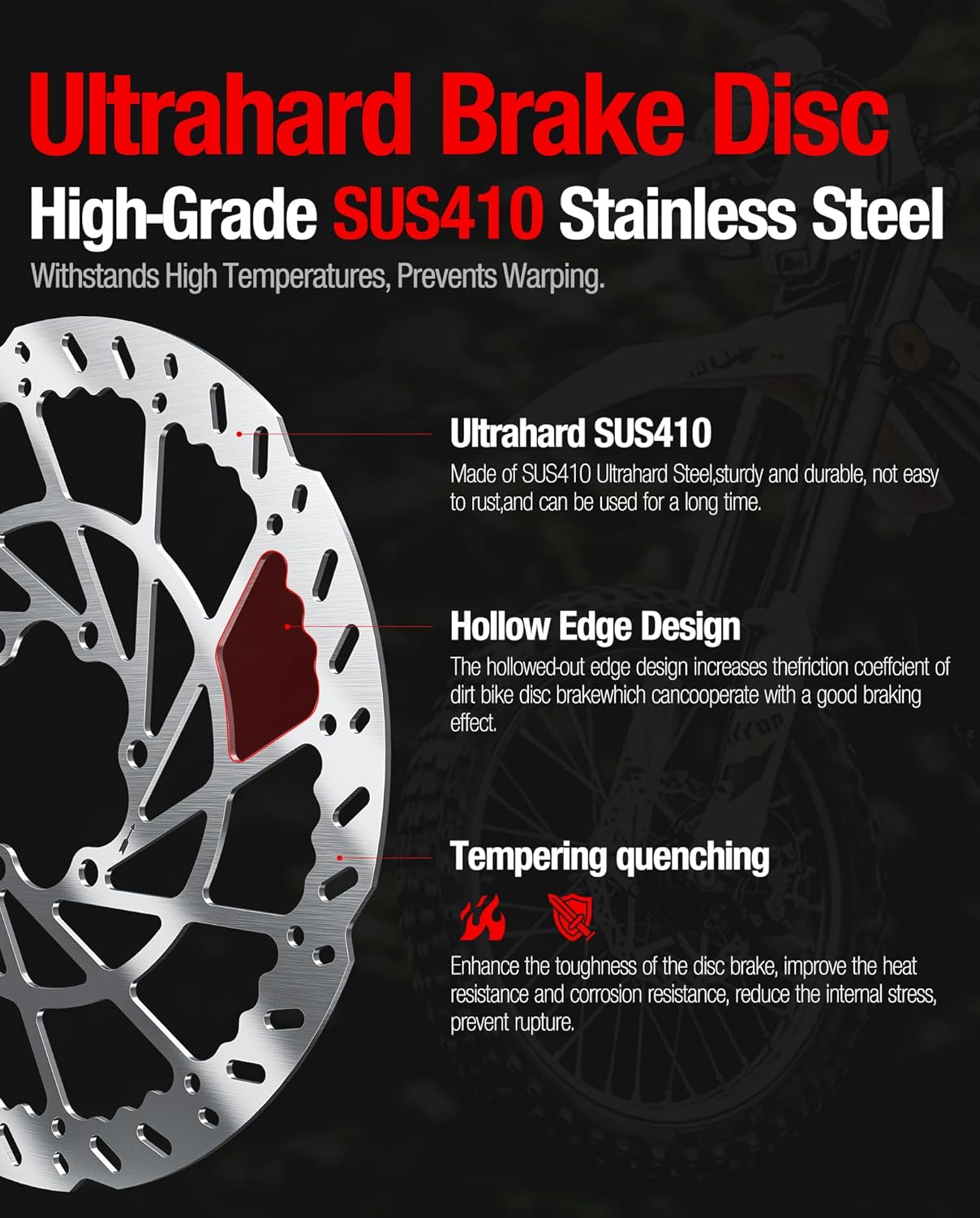Heavy Duty 220MM Front & Rear Brake Disc Set, Stainless Steel Rotors for Talaria Sting R Road Legal [TL50l.Sting R[TL4000],X3 MX [TL2500]& X3 Road Lega1 [TL25]