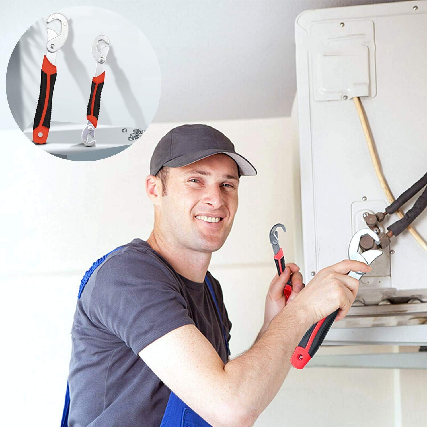 AEE® Ayarlanabilir Çok Fonksiyonlu Anahtar Seti 2’li – 6-32 mm Geniş Açıklık, Otomatik Kavrama, Lavabo Batarya ve Tesisat Tamir Anahtarı