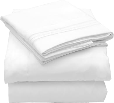 Sweet Home Collection 4 Piece 2000 12 Colors Collection Egyptian Quality Deep Pocket Bed Sheet Set, Queen, White