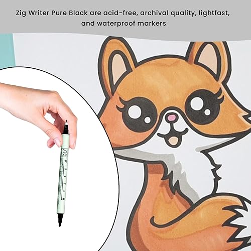 Miniatura 6 de ZIG Memory System Writer Marker 010 Pure Black | Doble punta (0.020 in y 0.047 in) para álbumes de recortes, diario y fabricación de tarjetas, tinta