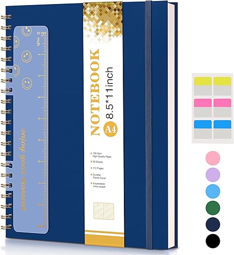 Miniatura 30 de Cuaderno de espiral diario de 8.5" x 11", cuadernos rayados para mujeres y hombres, diario grande A4 con rayas universitarias, papel de 100 GSM,