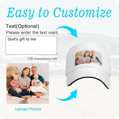 Miniatura 2 de Sombrero personalizado para hombres, diseña tu propio texto, logotipo, foto, gorra de béisbol personalizada para hombres y mujeres