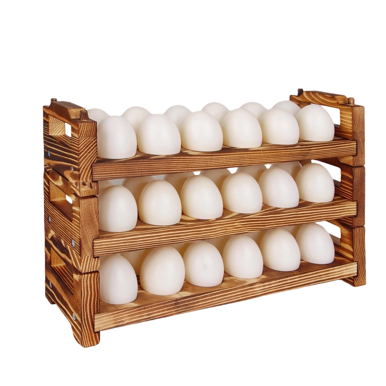 Natural Wood Stacking Holder for Food 12 Slots Per Layer Easy Assembly and Space Saving Construction Countertop Oocyte Planner