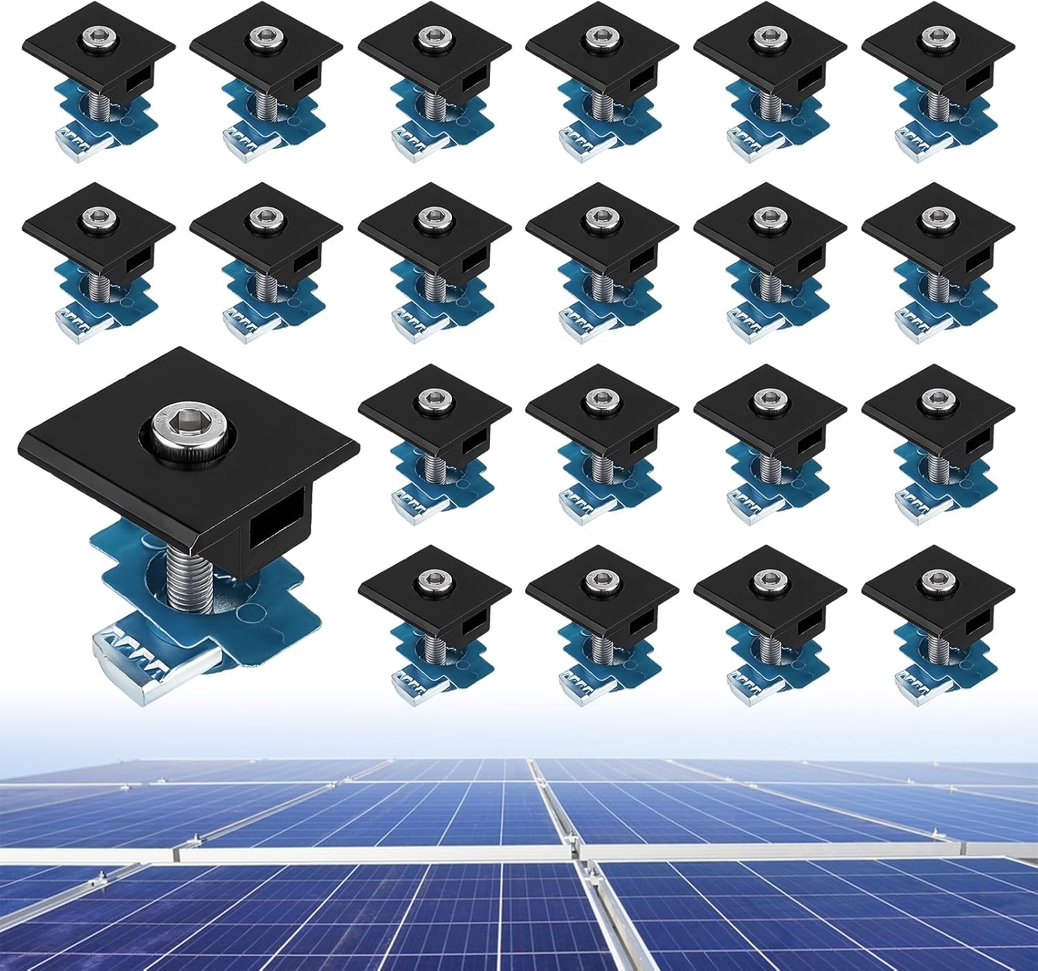 CUTHOLLOW Solar Panel Mid Clamps, 20PCS Aluminum PV Module Mounting Clamps