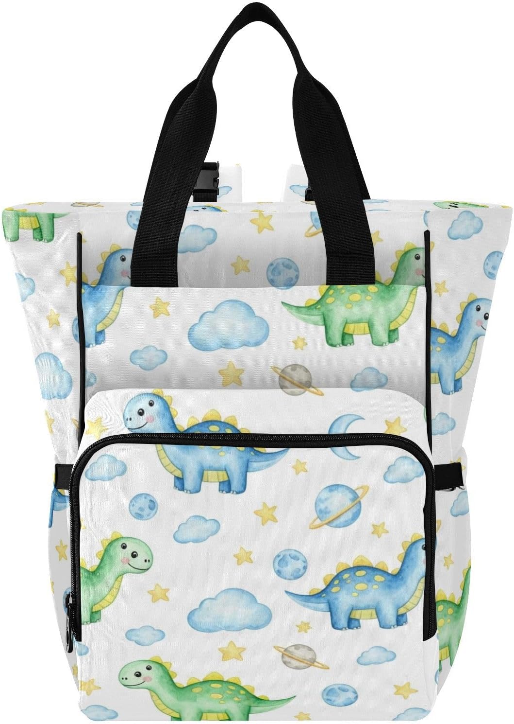 SPRIPORT Cartoon Dinosaur Cloud White Print Diaper Bag Backpack for Baby Boys Girls Multifunction Baby Essentials Travel Tote with Stroller Straps & Bottle Storage Maternity Travel Bag for Baby Gifts