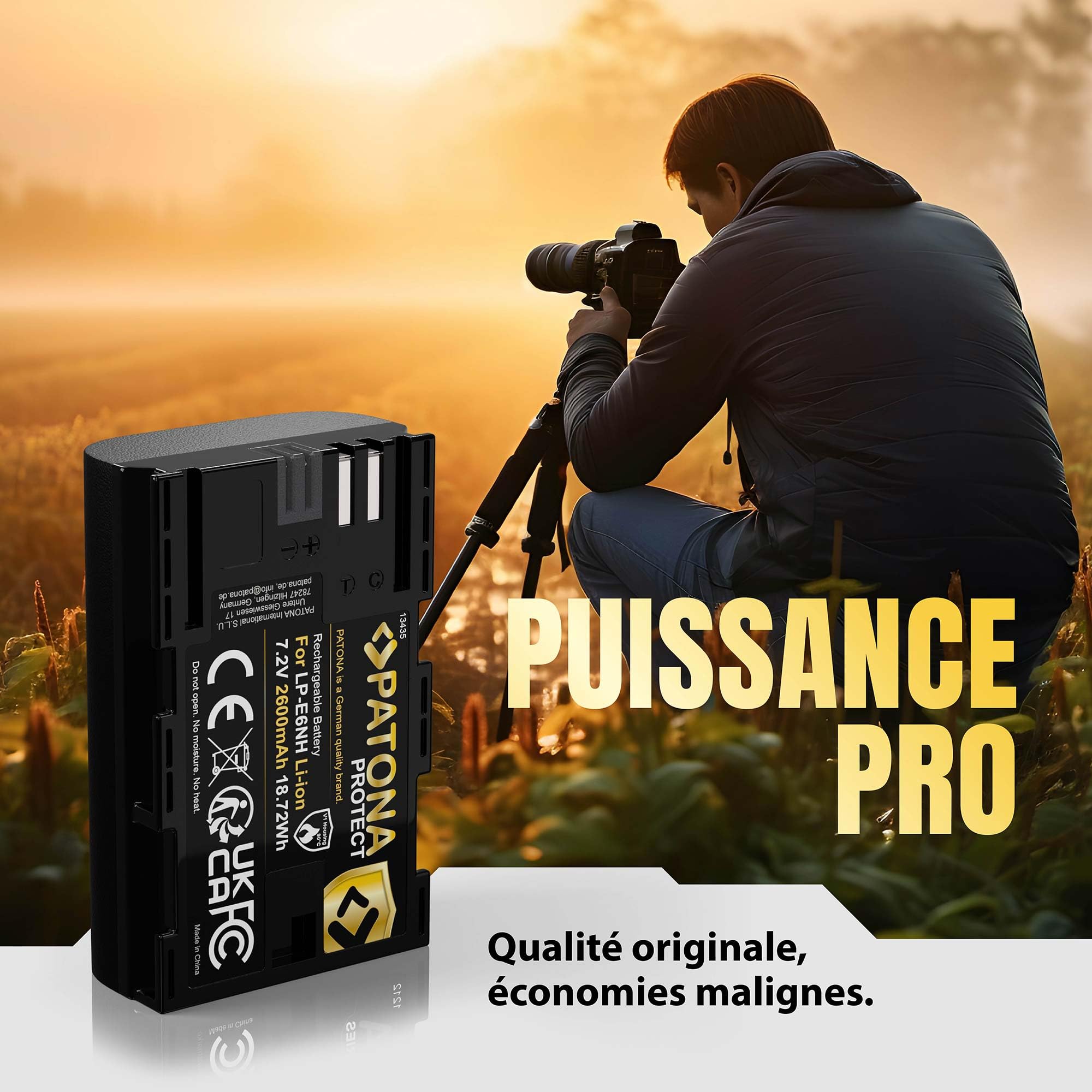 PATONA 2X Protect Batterie pour Canon LP-E6NH LP-E6 2600mAh 7.2V