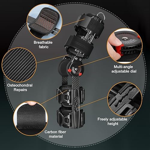 Miniatura 6 de Rodillera descargador de fibra de carbono, inmovilizador de rodilla con bisagras para ACL, MCL, lesiones de PCL, rehabilitación ortopédica, post
