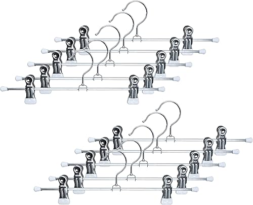 Mawa by Reston Lloyd - Percha antideslizante para pantalones y faldas con dos clips antideslizantes, estilo K30D, 12 pulgadas, juego de 10, color