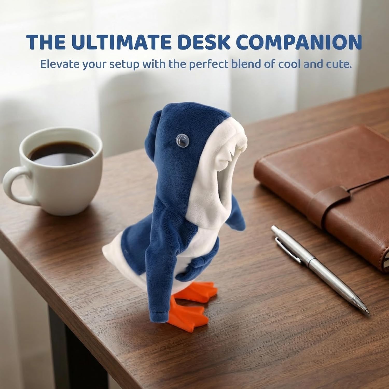 Blue Shark Hoodie Outfit for Desk Goose Outfits 7 Inches, Mini Goose Outfit for Office Desk Decor