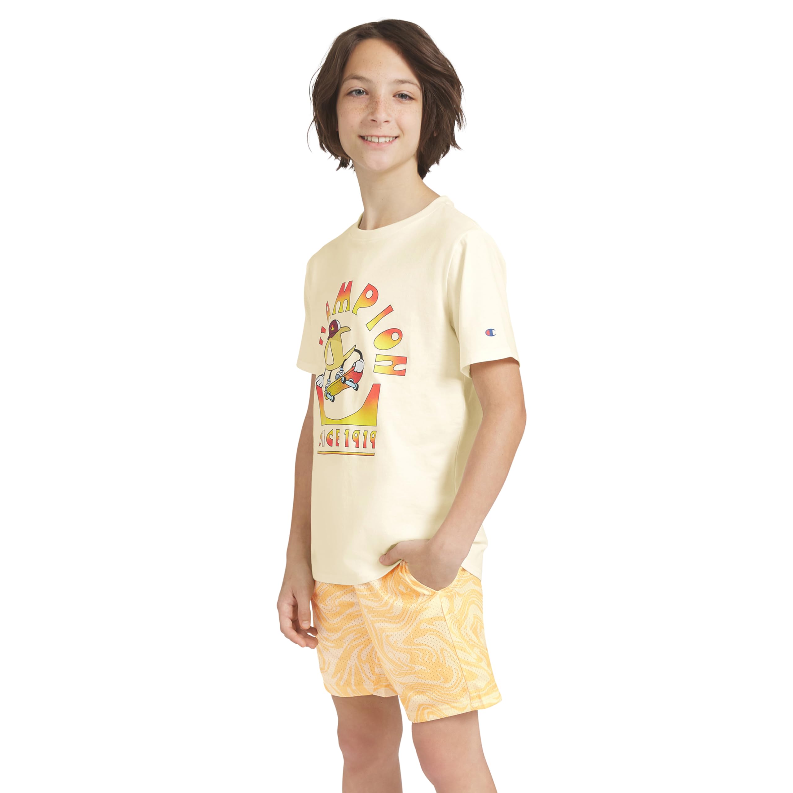 Champion Boys 2 Piece Short Sleeve Shirt and Mesh Shorts Sets