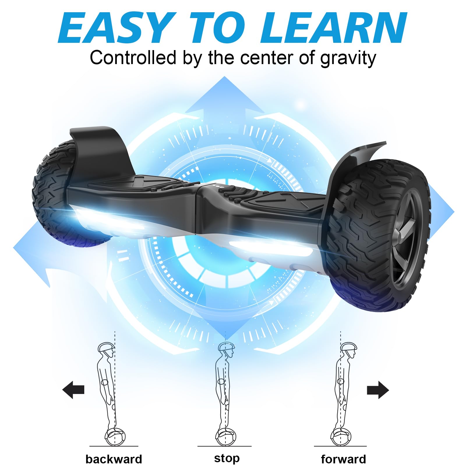 RCB 8.5" Premium Offroad Hoverboard, APP Steuerfunktion,Integrierte LED-Bluetooth mit Leistungsstarkem Motor,Elektro alle Gelände Hoverboards,Geschenk für Kinder