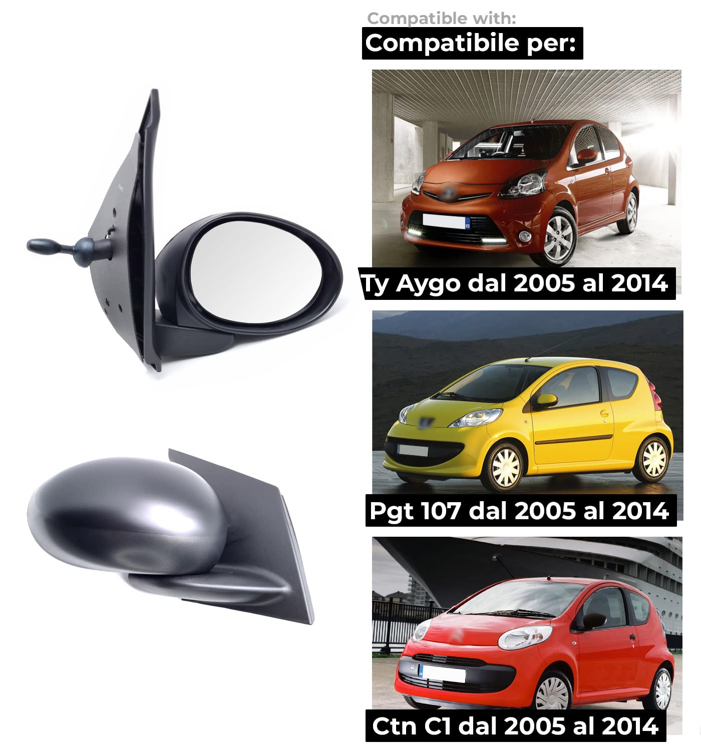 BSSTORE Exterior Mirror Black For Panda From 2012 (312, 319) With - View #5