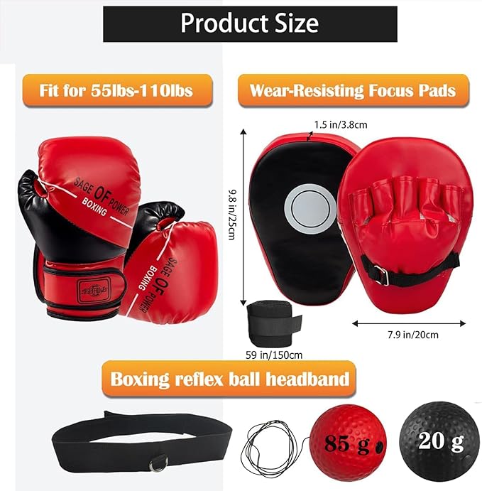 Guantes de Boxeo Entrenamiento para Niños con Almohadillas y miniatura 3