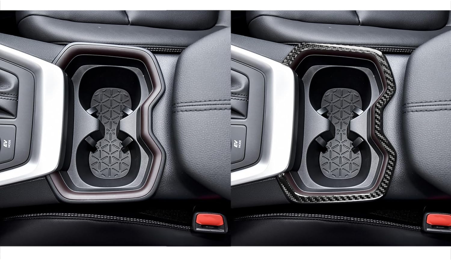 NVCNX Real Carbon Fiber for Toyota RAV4 2019-2025 2020 2021 2022 2023 2024 Hybrid Car Center Console Cup Holder Frame Cover Interior Trim Accessories Thick Overlay Sticker Decal 1PC
