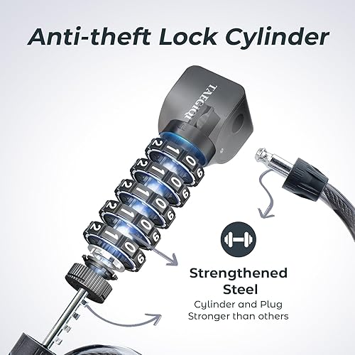 Miniatura 4 de Candado de bicicleta antirrobo de 4 pies para bicicleta con contraseña de combinación de 5 dígitos con 2 llaves y soporte de montaje resistente para