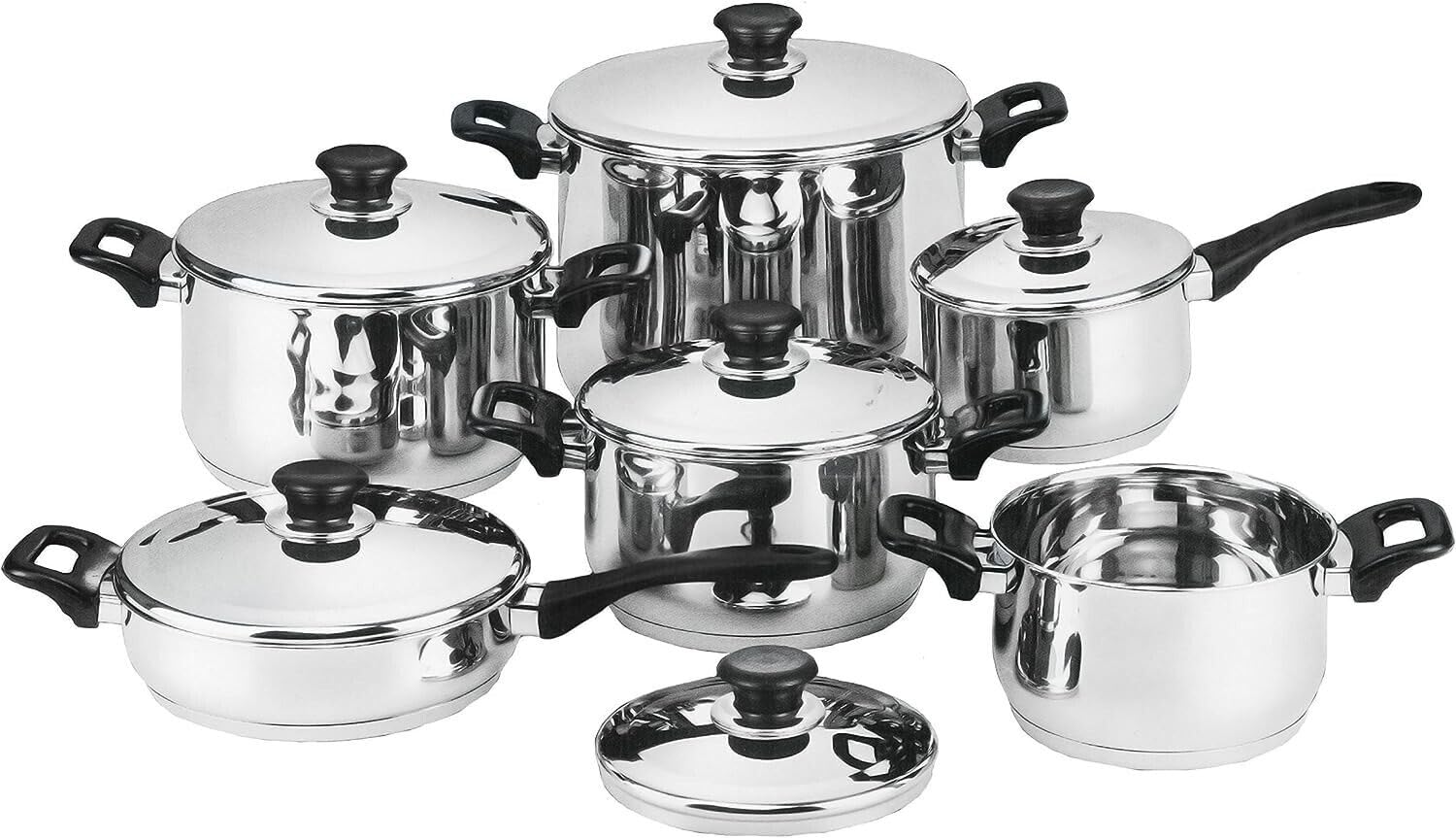 BATTERIA DI PENTOLE BAVARIA 12 PEZZI IN ACCIAIO INOX 18/10