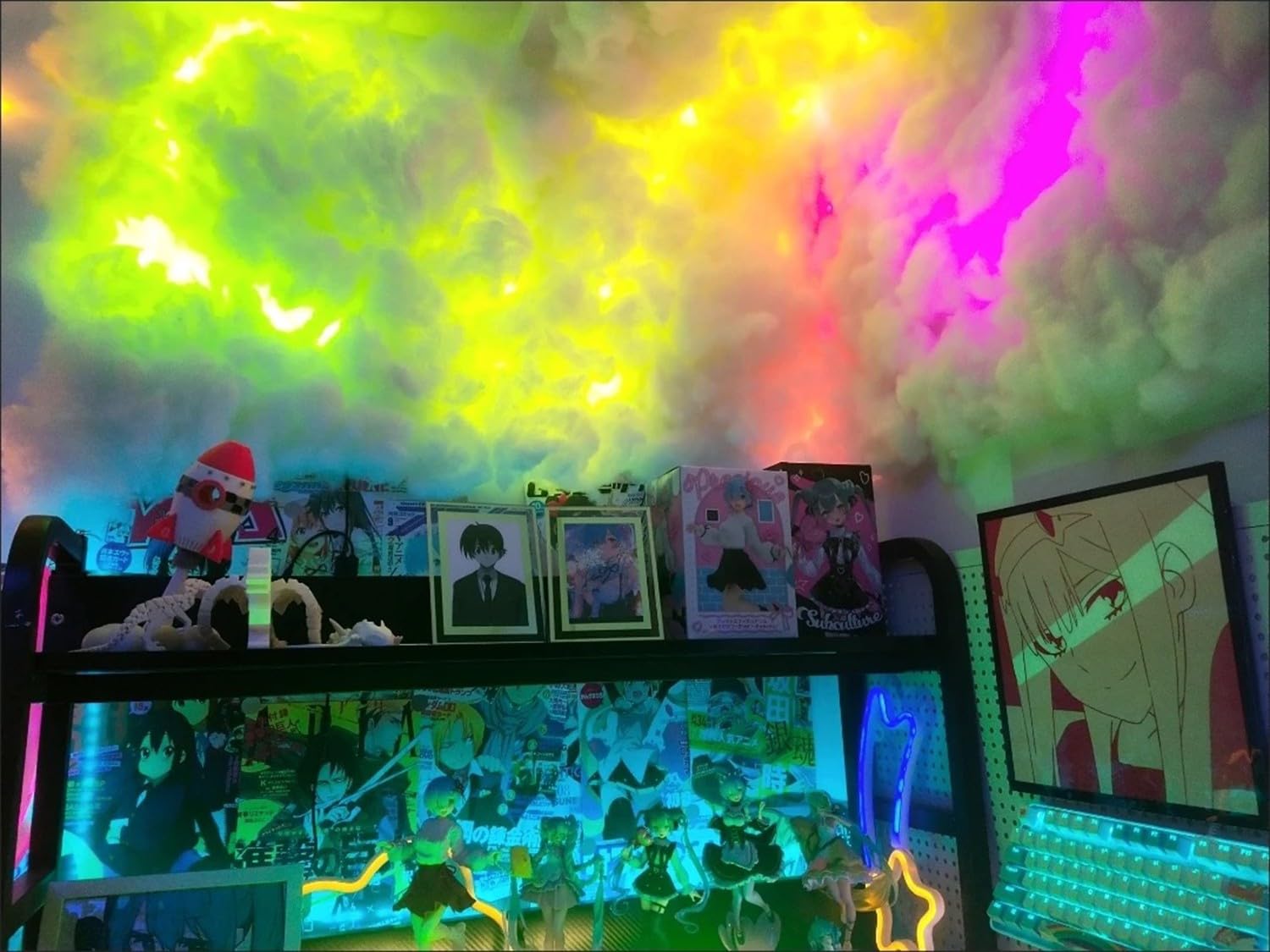 Kit D'éclairage LED 3D Nuage Lumineux Multicolore en Coton,Créez Une Atmosphère Étonnante avec Synchronisation De La Musique pour Chambre À Coucher, Salle De Jeux,Fête Bande Lumineuse