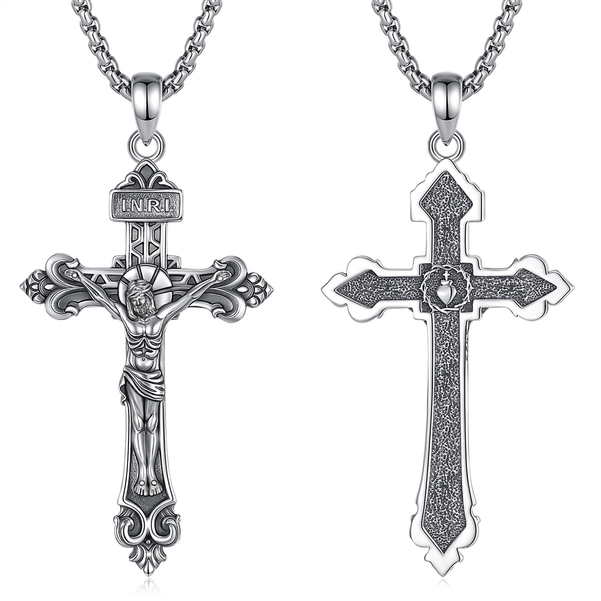 AEONSLOVE Medaglia Madonna Miracolosa Argento 925 Collana Croce di San Benedetto/Croce Ortodossa/Crocifisso per Uomo Donna, Ciondolo San Michele Arcangelo/Cristoforo, Gioielli Religiosi