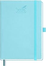 BEZEND Agenda 2026 Semainier A5 21 x 15,5 cm, janvier à décembre 2026 (12 mois) avec Couverture Rigide en Cuir PU, Bleu Ciel