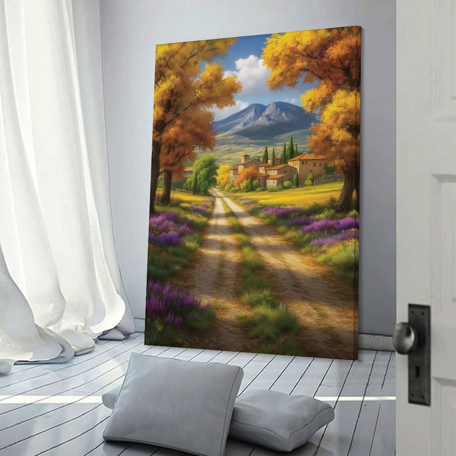 Junmoney A Dream of The Luberon Plains Canvas Wall Decor, 16x24inch(40x60cm), for Office, Study Or Home Workspace, Wall Art That Adds Style to Work Areas