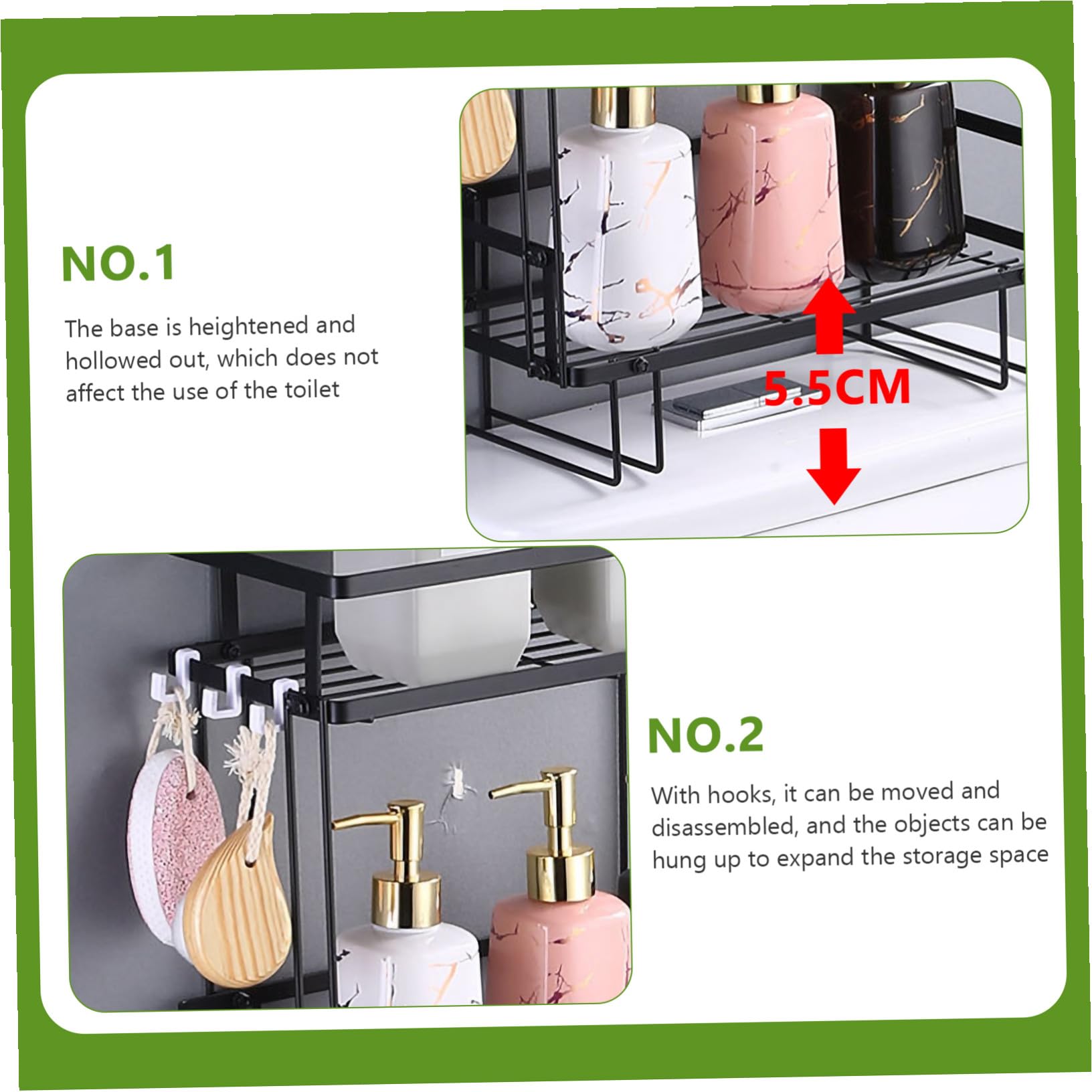 Estantería Doble para Baño sin Taladrar Organizador Multiusos sobre Inodoro Estructura Resistente y Antioxidante Ahorro de Espacio para Artículos y Toallas