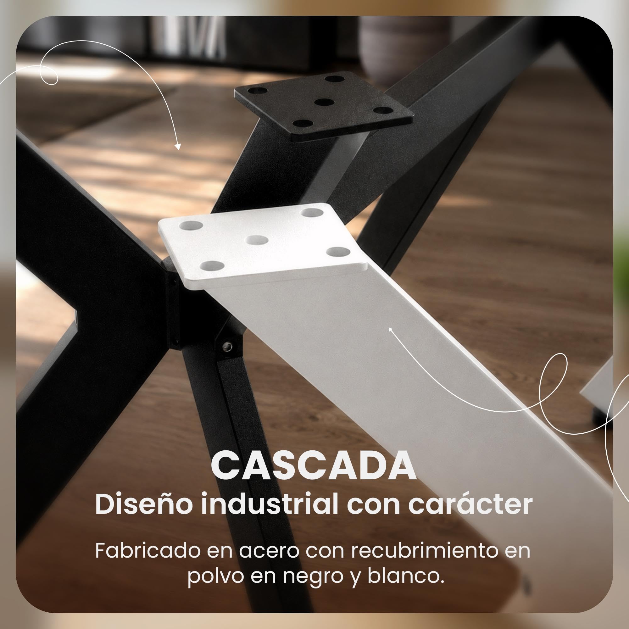 CLP Patas de Mesa Cascada Negras, Estructura en X para Comedor, Cocina y Escritorio, Ideal para DIY, soporta hasta 120 kg Color:Negro;Tamaño:L