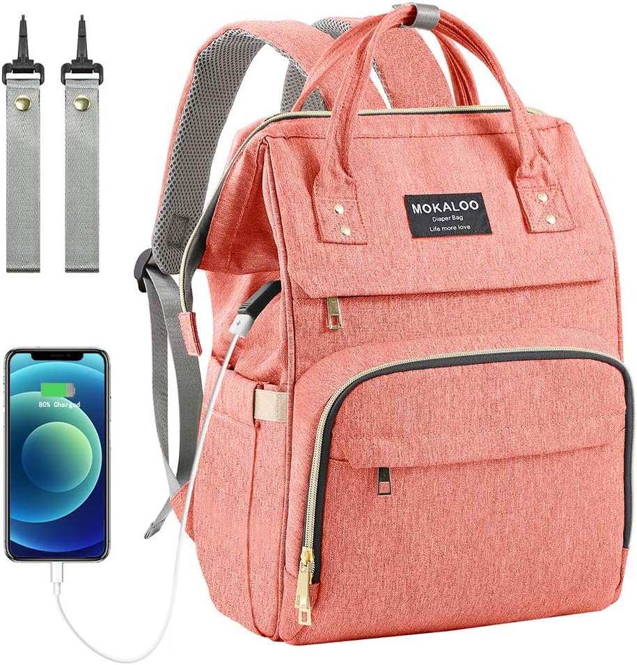 Mokaloo Diaper Bag Backpack, Pink