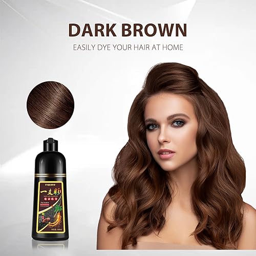 Miniatura 2 de Champú instantáneo de color marrón oscuro, tinte 3 en 1 para hombres y mujeres, cobertura 100% de canas, 16.9 onzas líquidas (marrón oscuro)