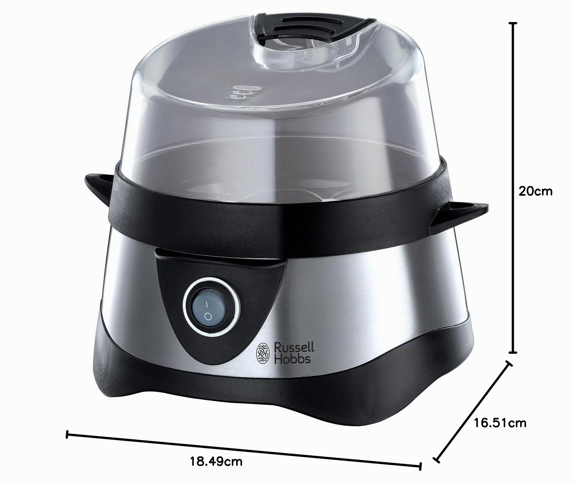 Russell Hobbs Cuiseur d'œufs [Haute qualité] Cook@Home (7 œufs cuisson vapeur/ 3 œufs au plat, base en inox, arrêt automatique, signal sonore, verre doseur, sans BPA, nettoyage facile) 14048-56