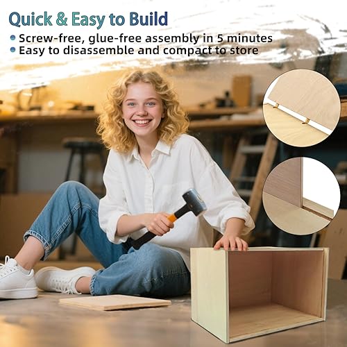 Miniatura 4 de iLAND Caja de diorama de madera, cajas de exhibición grandes para coleccionables, figuras, miniaturas y una caja de casa de muñecas, sin terminar