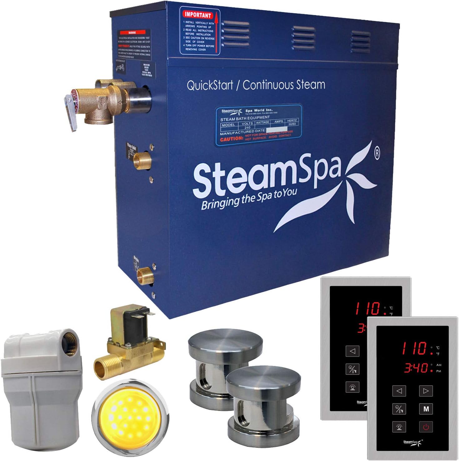 Royal 10.5 kW QuickStart Steam Bath Generator Package with Built-in Auto Drain Finish: Brushed Nickel