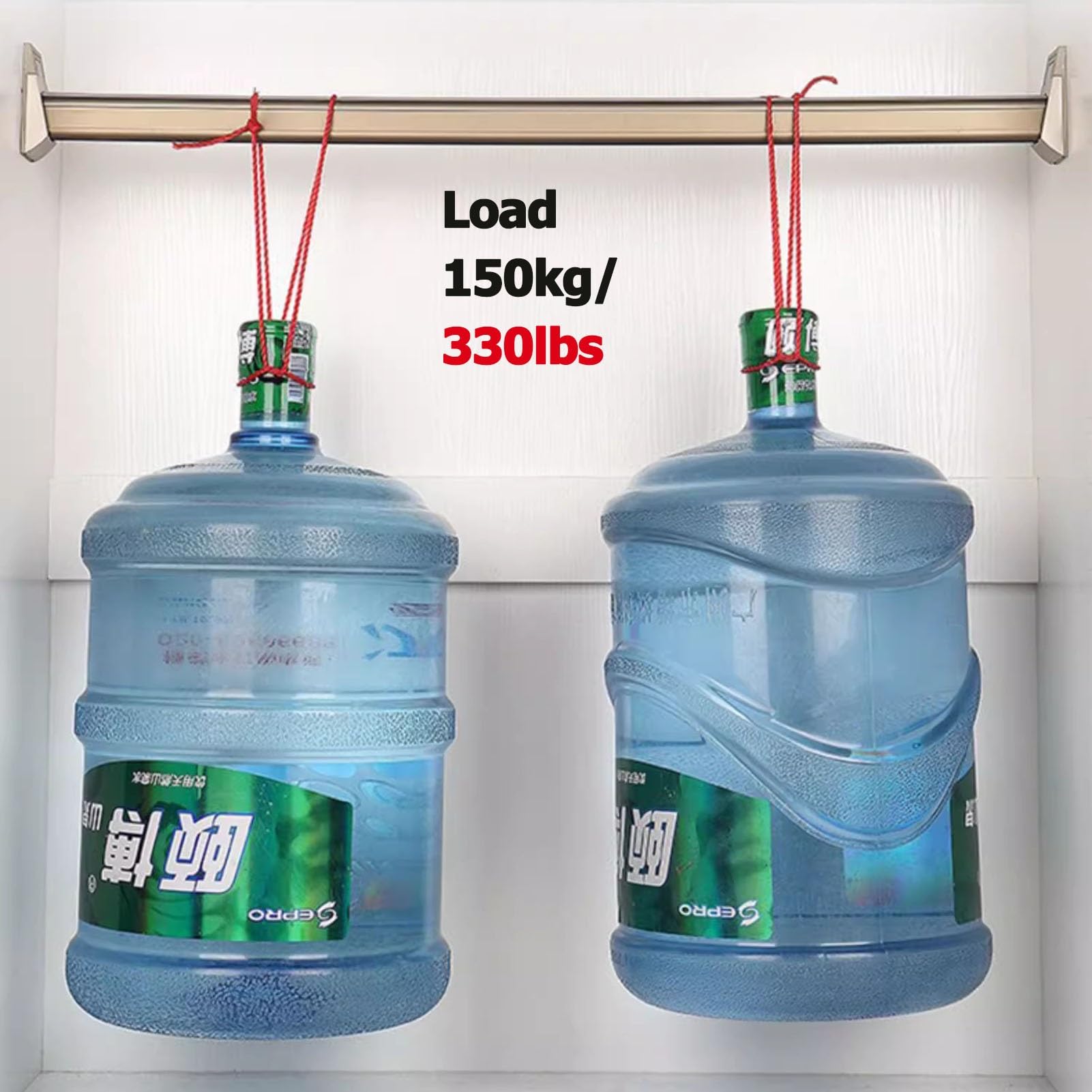 Asta per armadio in alluminio da 96,5 cm con sformati, appendiabiti per guardaroba e lavanderia, asta resistente, diverse lunghezze disponibili (champagne)