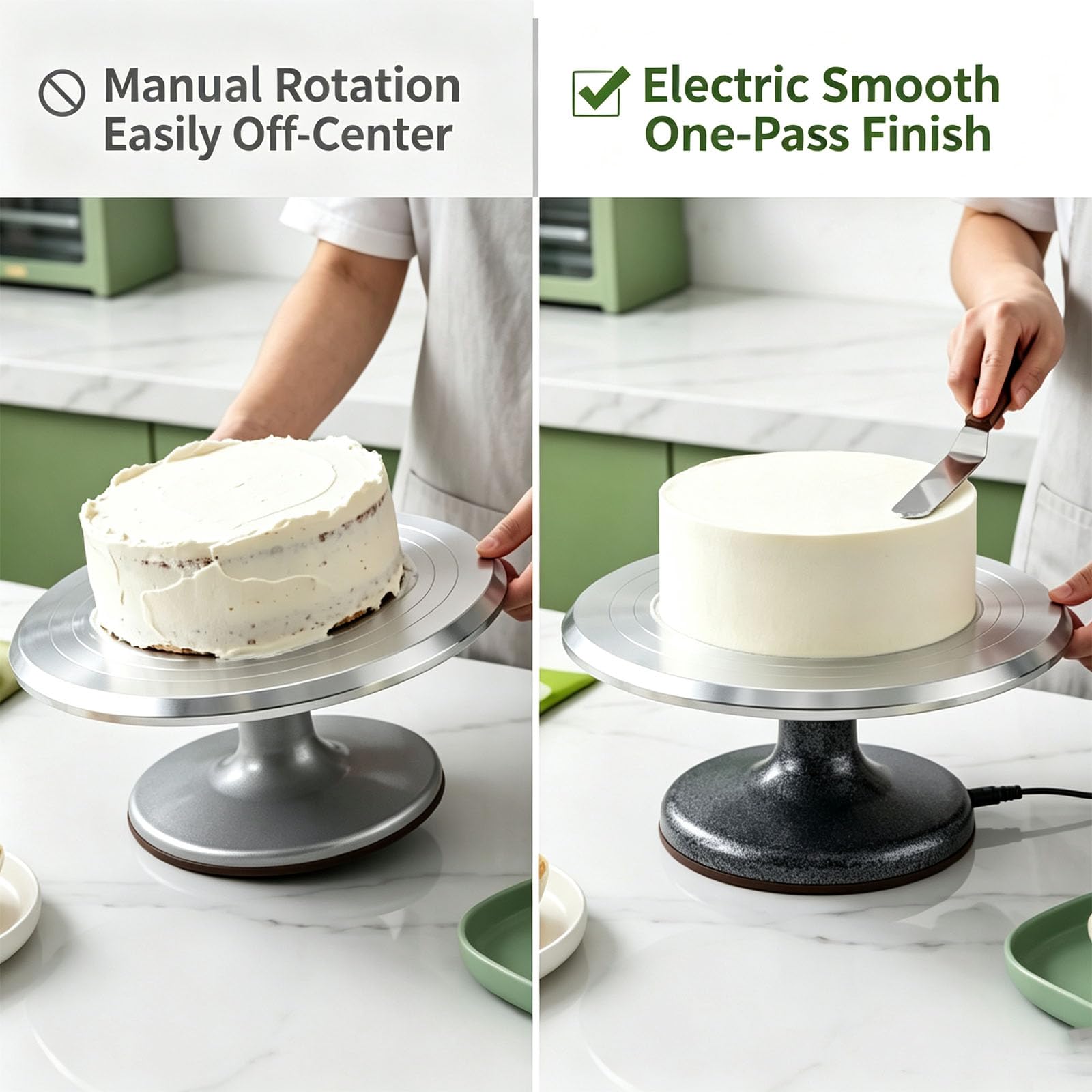 Piatto Girevole Elettrico Per Torte Da 30 Cm, Supporto Girevole Automatico Per Decorare Torte Con Base Appesantita, Funzionamento Silenzioso, Rotazione Stabile Per La Preparazione Di Dolci In