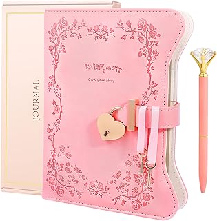 BSRBAOZY Diary with Lock and Keys for Girls & Women,360 Gold Edged Pages, Journal with Lock for Girls Gift Ideas, Journal with Pen & Bookmark & Gift Box,Secret Diary Gift for Teen Girls Ages 8-18(Garden Pink)